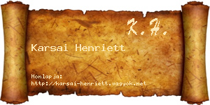 Karsai Henriett névjegykártya
